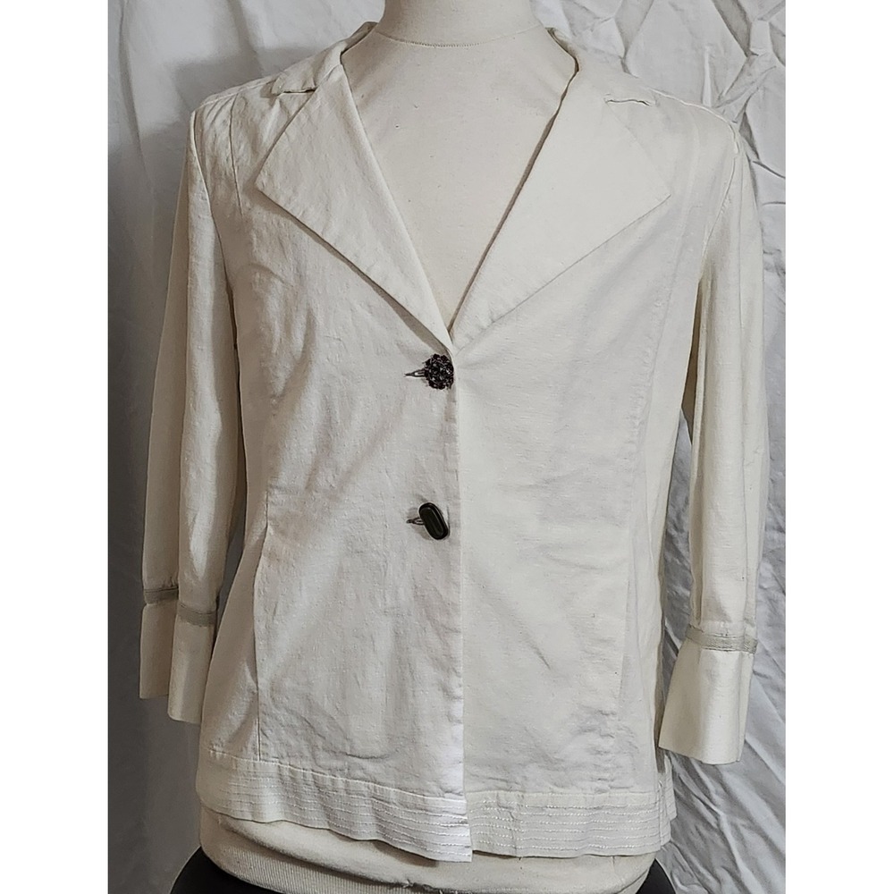 White Linen Blend 209‎ WST Jacket Vintage Style 12 Anthropologie